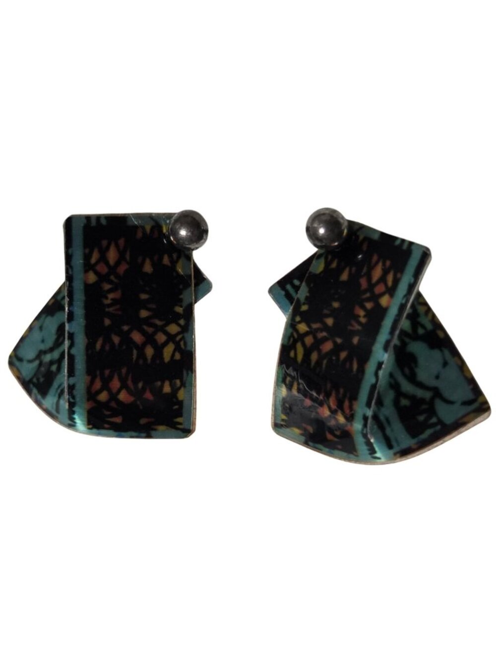 Abstract Art Deco Style Earrings Multicolor Design Vintage Fashion Jewelry Women